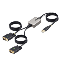 StarTech.com 13ft (4m) 2-Port USB to Serial Adapter Cable, Interchangeable DB9 Screws/Nuts, COM Retention, USB-A to DB9 RS232, FTDI, Level-4 ESD Protection, Windows/macOS/Chrome...