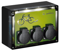 E-Bike Ladestation, schwarz, Schutzart IP44, Schlagfestigkeit IK08, Schutzklasse II, Bemessungsisolationsspannung 400V AC, halogenfrei