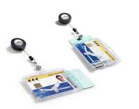 Durable Dual ID Pass Holder 54 x 85mm with Badge Reel - Transparent - Pack of 10