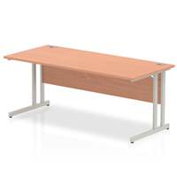 Impulse 1800 x 800mm Straight Office Desk Beech Top Silver Cantilever Leg