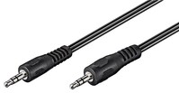 Audio Verbindungskabel AUX, 3,5 mm Stereo, Flachkabel, 1.5 m, Schwarz - Klinke 3,5 mm Stecker (3-Pin