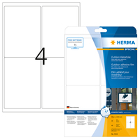 Wetterfeste Outdoor-Folienetiketten A4, 99,1 x 139 mm, weiß, extrem stark haftend, dehnfähig