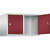 Altillo CLASSIC, 2 compartimentos, anchura de compartimento 400 mm, gris luminoso / rojo rubí.