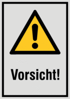 Kombischild - Allgemeines Warnzeichen, Vorsicht, Gelb/Schwarz, 18.5 x 13.1 cm