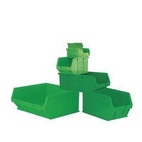 Standard small parts bins - green and yellow