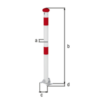 Absperrpf.Grünenthal umlegb.,Pz.,fvz.,weiß,2 rote Ringe,z Aufschr.,Pf.Ø60mm