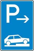 Verkehrszeichen VZ 315-77 Parken auf Gehwegen (Ende), 630 x 420, 2mm flach, RA 2