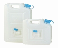 Wasser-Kanister "PROFI" 10 Ltr. HDPE natur mit UV-Schutz mit Stopfen und integriertem Ablasshahn