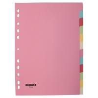 Lyreco Budget 12 reszes elválasztólap, karton, A4, pasztell színek