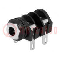 Socket; Jack 6,3mm; female; mono,external thread nut; ways: 2