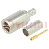 Plug; FME; male; straight; crimped; for cable; 50Ω; Insulation: PTFE