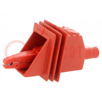Crocodile clip; 20A; red; Grip capac: max.25mm; Socket size: 4mm