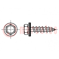 Screw; for metal; with washer; 6.3x19; Head: hexagonal; none; 10mm