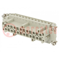 Connector: HDC; contact insert; female; HE; PIN: 24; 24+PE; size 8