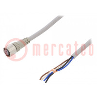 Connection lead; M12; PIN: 4; straight; 5m; plug; 250VAC; 4A; PVC