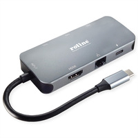 ROLINE Station d'accueil USB 3.2 Gen 2 multiports de type C, HDMI 4K, LAN