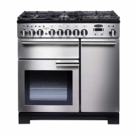 Rangemaster Professional Deluxe 90 Dual Fuel Freestanding cooker Electric Gas Black, Stainless steel A