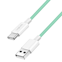 LogiLink USB 2.0 Type-C-Kabel, C/M zu A/M, Nylon-Ummantelung, 60W, grün, 1,5 m