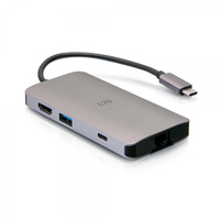 C2G Mini dock USB-C 8 in 1 con HDMI, 2 porte USB-A, Ethernet, lettore schede SD e tecnologia Power Delivery USB-C fino a 100 W - 4K 30 Hz