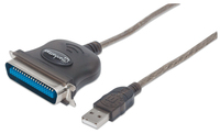Manhattan Full-Speed USB auf Cen36 Parallel-Druckerkonverter, USB-A-Stecker auf Cen36-Stecker, 1,8 m, silber, Blister-Verpackung