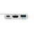Tripp Lite U444-06N-H4U-C USB-C auf HDMI 4K Adapter mit USB 3.x (5 Gbps) Nabenanschlüsse und 60 W PD-Aufladung, HDCP, Weiß
