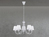 5 flammiger Kronleuchter CORTEZ mit Stoffschirmen in Weiß matt, Ø 70cm
