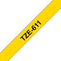 BROTHER szalag TZe-611, Sárga alapon Fekete, Laminált, 6mm 0.23", 8 méter