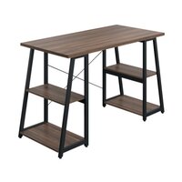 SOHO Computer Desk Walnut W1300mm A-Frame Black Leg Shelves KF90849