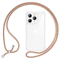NALIA Clear Necklace Cover with Band compatible with iPhone 15 Pro Case, Transparent Anti-Yellow Backcover & Adjustable Holder Strap, Rugged Hardcase & Reinforced Silicone Frame...