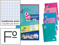 Cuaderno espiral oxford tapa extradura folio 80 hojas cuadro 4 mm write & erase pizarra pack 4+1 unidades