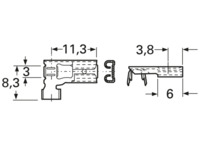 Unisolierte Flachsteckhülse, 4,8 x 0,8 mm, 0,5 bis 1,0 mm², AWG 22 bis 18, Messi