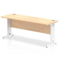 Impulse 1800 x 600mm Straight Desk Maple Top White Cable Managed Leg MI002510