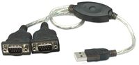 USB to serial converter USB-A to 2x Serial Ports Converter cable, 45cm, Male to Male, Serial/RS232/COM/DB9, Prolific PL-2303RA