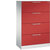 Armario para archivadores colgantes ASISTO, anchura 800 mm, con 4 cajones, gris luminoso / rojo vivo.