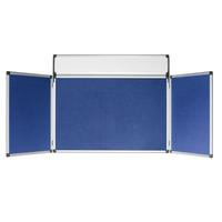 Bi-Office Tabletop Trio Showboard, Blue Felt & Melamine Frontal View
