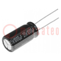 Capacitor: electrolytic; THT; 1000uF; 25VDC; Ø10x20mm; Pitch: 5mm