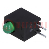 LED; dans un boîtier; vert; 3mm; Nb.de diodes: 1; 20mA; 40°; 8÷25mcd