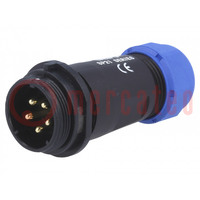 Plug; SP21; male; PIN: 5; IP68; 7÷12mm; 30A; soldering; for cable