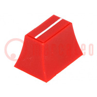 Pomello: slitta; rosso; 20x14x13mm; larghezza della slitta 3/4mm