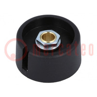 Knob; with pointer; polyamide; Øshaft: 6mm; Ø31x16mm; black