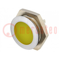Kontrollleuchte: LED; flach; gelb; 24÷28VDC; Ø22mm; IP67; Metall