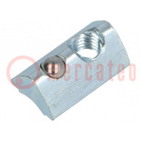 Nut; for profiles; Width of the groove: 6mm; steel; zinc; T-slot