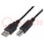 Kabel; USB 2.0; USB A wtyk,USB B wtyk; niklowany; 1m; czarny