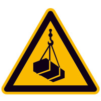 Warnschild,Folie,Warnung vor schwebender Last,Größe: 20,0 cm DIN EN ISO 7010 W015 ASR A1.3 W015