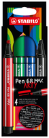 STABILO Pen 68 MAX stylo-feutre Noir, Bleu, Rouge 4 pièce(s)
