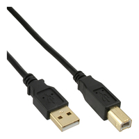 InLine USB 2.0 Cable Type A male / Type B female black, gold plated, 10m