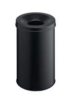 Durable Metal Waste Bin Fire Safe - 30 Litre Capacity - Black