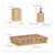 Relaxdays Badaccessoires Bambus, 3-teiliges Badezimmer Set aus Seifenspender, Seifenschale u. Zahnbürstenhalter, natur