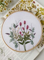 Embroidery Kit: Linen: Meadow Collection: Freestyle: Sanguisorba & Chamomile Amity