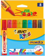 Fasermaler BIC® KIDS DECORalo®, 2,3 mm, 8-farbig sortiert, Kartonetui à 8 Stück